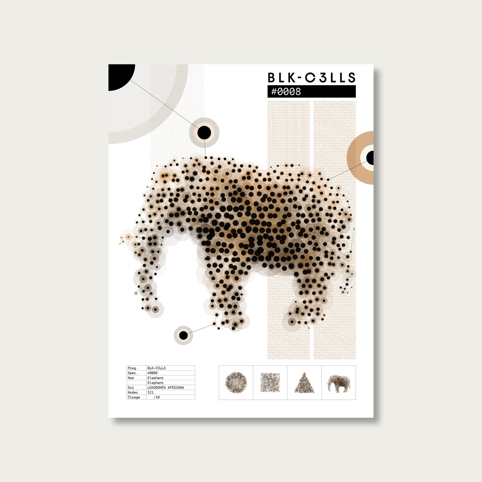 0008 elephant - Planche de specimen 60x80/90x120 - image variante